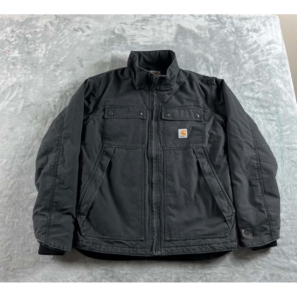 Carhartt Quick Duck Jefferson Traditional Jacket Men Medium Black Lined Workwear